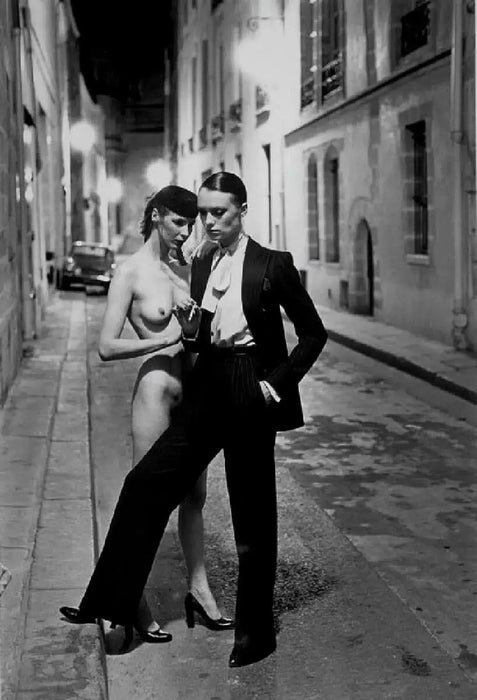 "Rue Aubriot II with Nude Model, Parisian Street 1975" 20x24 Vintage Silver Gelatin by Helmut Newton