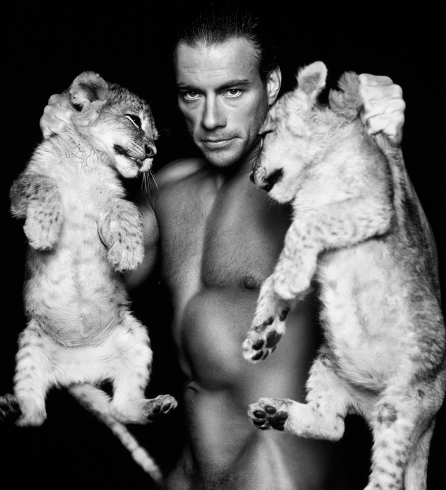 Jean-Claude Van Damme with Lion Cubs by Richard McLaren (16x20 Baryta Fiber, Signed Limited Edition #11/50)