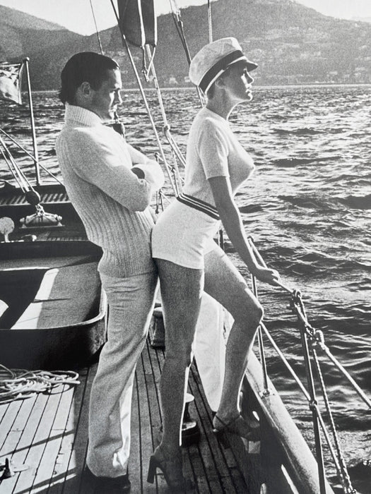 "Winnie On Deck, Cannes 1975" 16x20 Vintage Silver Gelatin Print by Helmut Newton