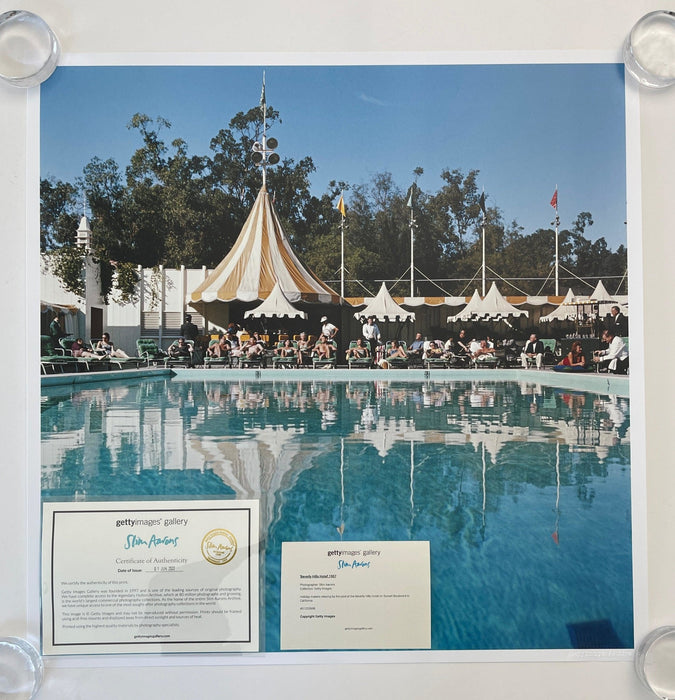 Beverly Hills Hotel Pool 24"x 24" Unframed C-print by Slim Aarons - Slim Aarons