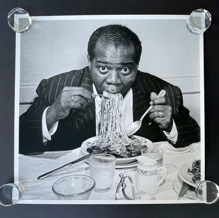 Dinner Jazz Louis Armstrong 24"x 24" Unframed Fine Art Resin Print by Slim Aarons - Slim Aarons