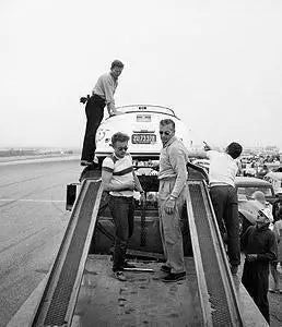 "James Dean, Porsche On Trailer" by Frank Worth