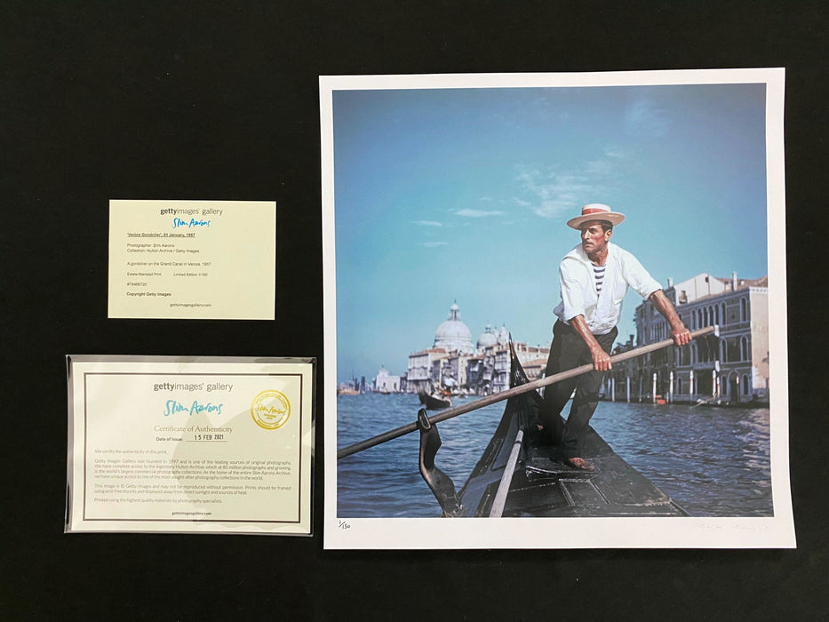"Venice Gondolier" by Slim Aarons Framed 16x16 Limited Edition 1 of 150 Getty Images C Print (Inquire for Price) - Slim Aarons