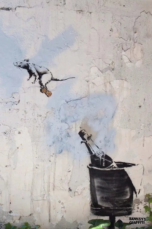 Champagne Rat Paris, 2021 by Banksy's Graffiti