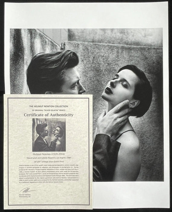 "David Lynch and Isabella Rossellini, Los Angeles 1988" 16x20 Vintage Silver Gelatin Print by Helmut Newton-16x20 Vintage Silver Gelatin Print-Helmut Newton-Global Images Helmut Newton Photography