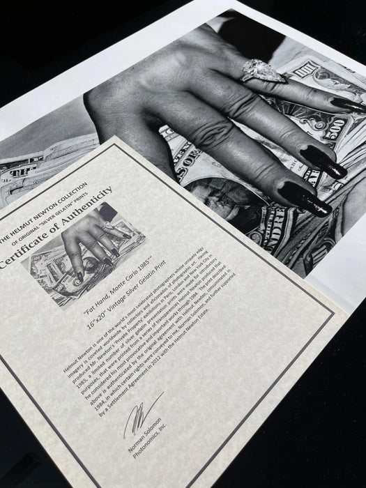 "Fat Hand with Dollars, Monte Carlo 1986" 16x20 Vintage Silver Gelatin Print by Helmut Newton-16x20 Vintage Silver Gelatin Print-Helmut Newton-Global Images Helmut Newton Photography
