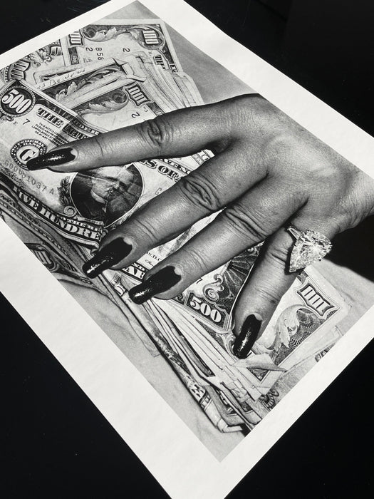 "Fat Hand with Dollars, Monte Carlo 1986" 16x20 Vintage Silver Gelatin Print by Helmut Newton-16x20 Vintage Silver Gelatin Print-Helmut Newton-Global Images Helmut Newton Photography