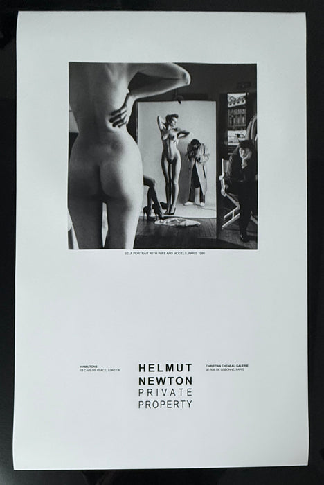 "Self Portrait with Nude Models and Wife, Paris 1980" Vintage Poster by Helmut Newton