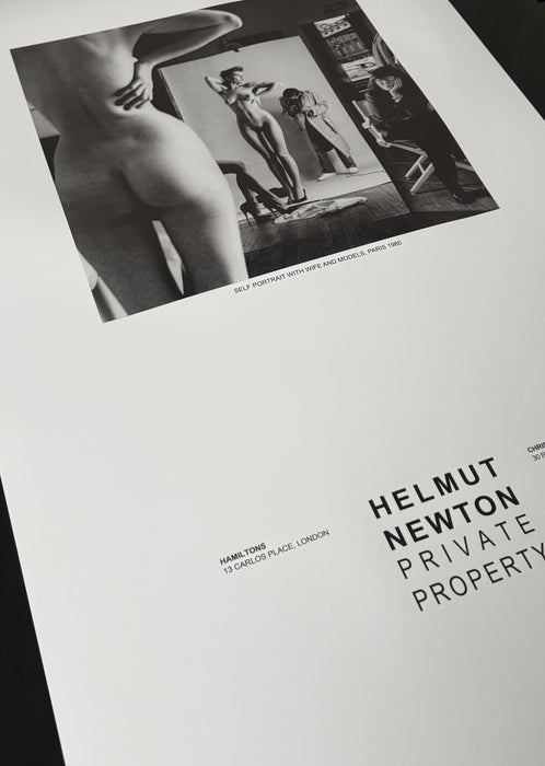 "Self Portrait with Nude Models and Wife, Paris 1980" Vintage Poster by Helmut Newton