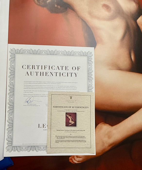Marilyn Monroe "Sweetheart of the Month" by Tom Kelley (40" x 50" Linen Fiber Edition, Signed COA, #6/10)