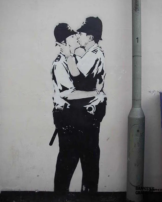 Kissing Coppers by Banksy's Graffiti