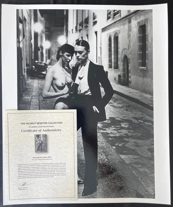 "Rue Aubriot II with Nude Model, Parisian Street 1975" 20x24 Vintage Silver Gelatin by Helmut Newton