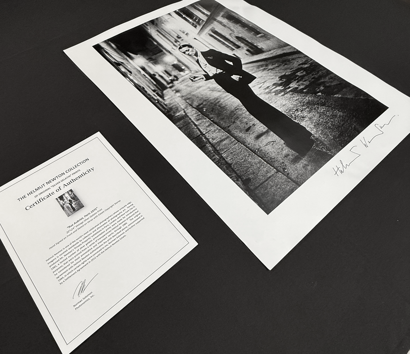 "Rue Aubriot, Paris 1975" by Helmut Newton Hand Signed Vintage Silver Gelatin Print with Estate Copyright Stamp