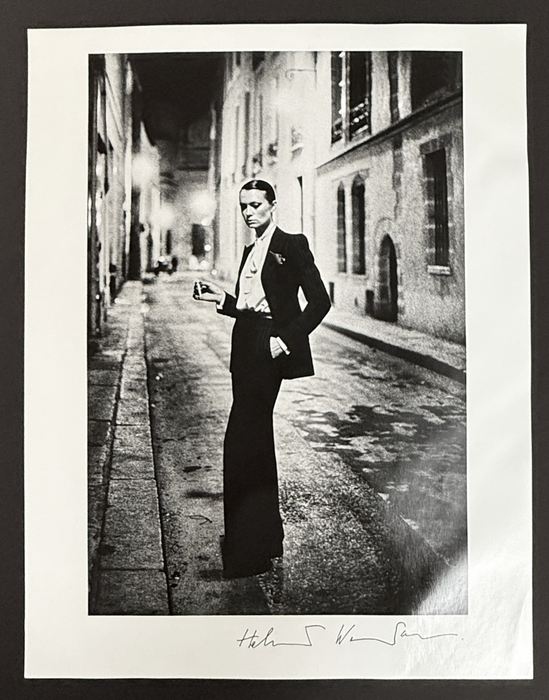 "Rue Aubriot, Paris 1975" by Helmut Newton Hand Signed Vintage Silver Gelatin Print with Estate Copyright Stamp