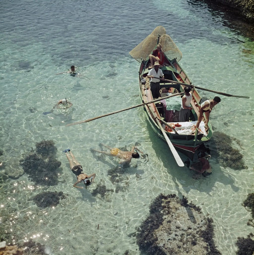 "Snorkeling in the Shallows" 30x30 Perspex Acrylic Getty Images Collection by Slim Aarons Photography