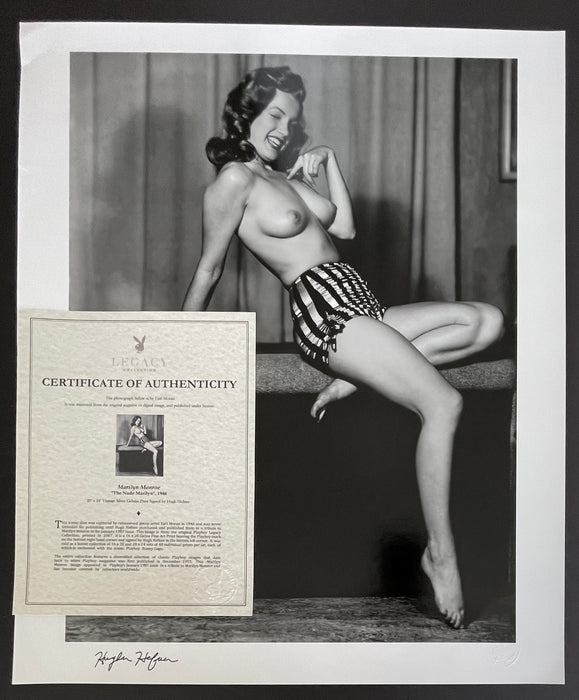 “The Nude Marilyn II” 20x24 Silver Gelatin Print by Earl Moran Signed By Hugh Hefner