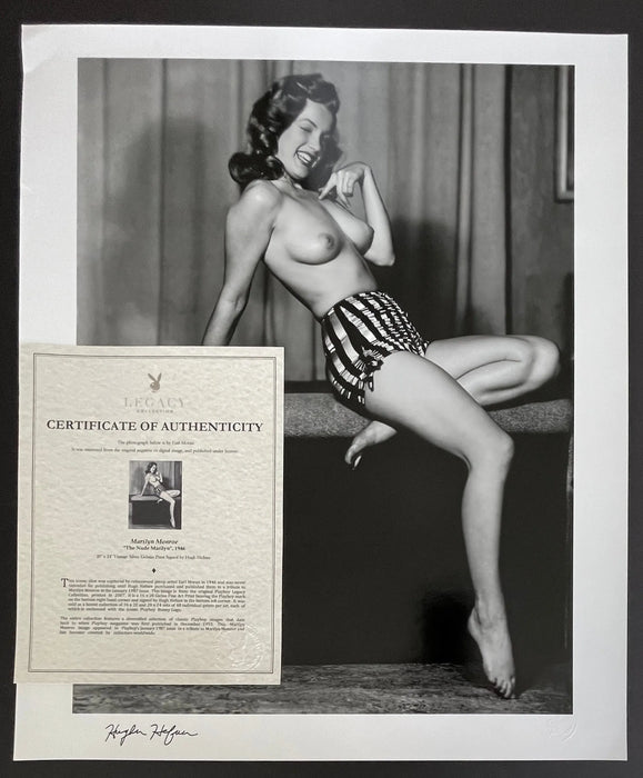 “The Nude Marilyn II” 20x24 Silver Gelatin Print by Earl Moran Signed By Hugh Hefner