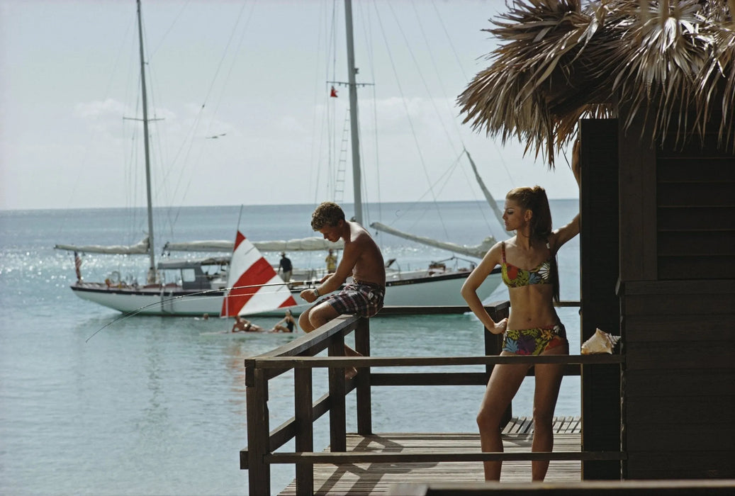 "Fishing on Honeymoon Porch" 20x30 Perspex Acrylic Getty Images Collection by Slim Aarons Photography