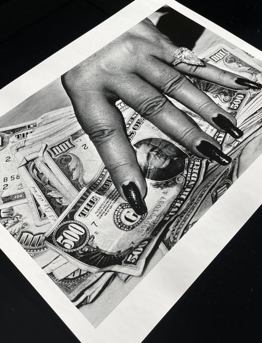 "Fat Hand with Dollars, Monte Carlo 1986" 16x20 Vintage Silver Gelatin Print by Helmut Newton-16x20 Vintage Silver Gelatin Print-Helmut Newton-Global Images Helmut Newton Photography
