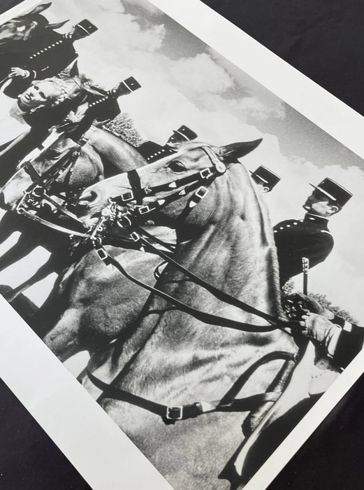 "Model Surrounded by Gendarmes, Le Cadre Noir de Saumur, 1980" 16x20 Vintage Silver Gelatin Print by Helmut Newton-16x20 Vintage Silver Gelatin Print-Helmut Newton-Global Images Helmut Newton Photography