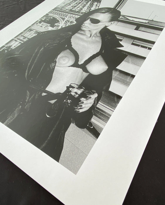 "Gunilla Bergstrom, Eiffel Tower, Paris 1977" 20x24 Vintage Silver Gelatin Print by Helmut Newton Photography-20x24 Vintage Silver Gelatin-Helmut Newton-Global Images Helmut Newton Photography