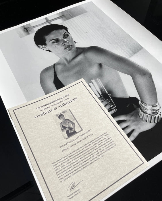 "Paloma Picasso, Saint Tropez 1973" 20x24 Vintage Silver Gelatin Print by Helmut Newton