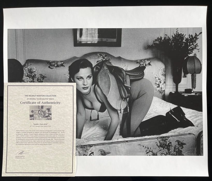"Saddle I, Paris 1976" 20x24 Vintage Silver Gelatin Print by Helmut Newton-20x24 Vintage Silver Gelatin-Helmut Newton-Global Images Helmut Newton Photography