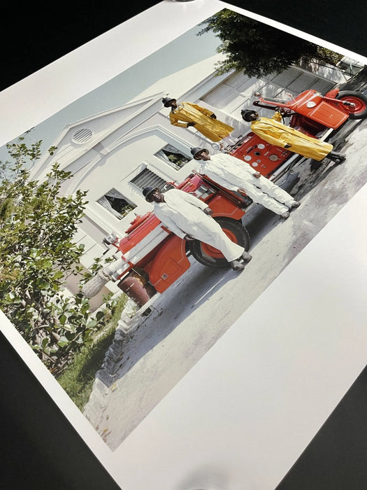"Lyford Cay Fire Service" by Slim Aarons 20x24 Framed Getty Images C-Print