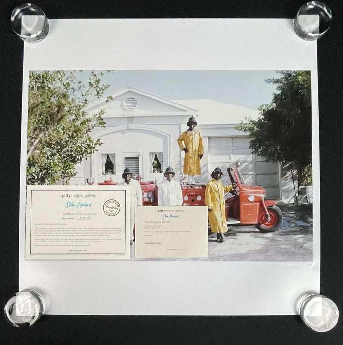 "Lyford Cay Fire Service" by Slim Aarons 20x24 Framed Getty Images C-Print