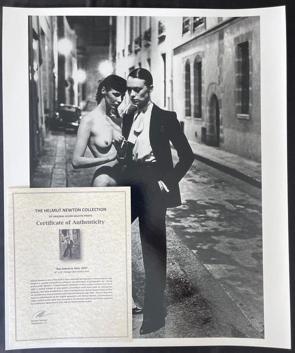 "Rue Aubriot II with Nude Model, Parisian Street 1975" 20x24 Vintage Silver Gelatin by Helmut Newton