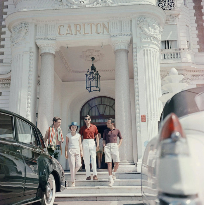 "Staying at the Carlton" 36x36 LIMITED EDITION #1/150 Gold Backed Perspex Acrylic Getty Images Collection by Slim Aarons Photography (Buy Set $1,495)