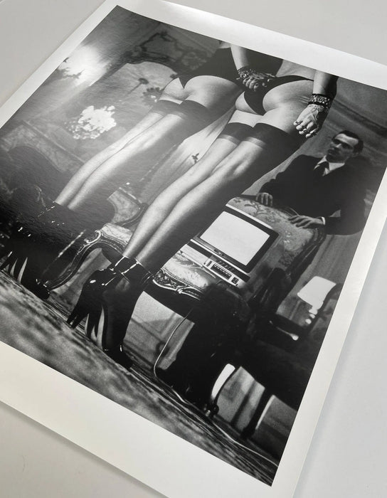 "Two Pair of Legs In Stockings at Attention, Paris 1979" 20x24 Vintage Gelatin Silver Print by Helmut Newton