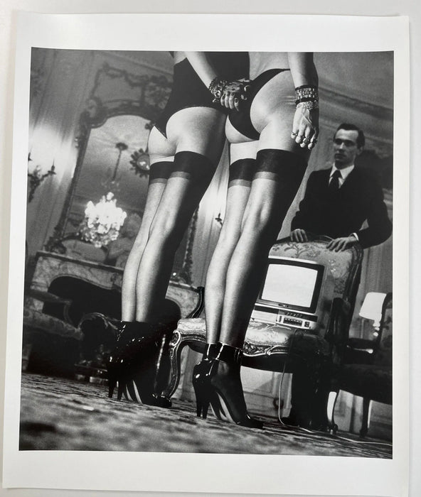 "Two Pair of Legs In Stockings at Attention, Paris 1979" 20x24 Vintage Gelatin Silver Print by Helmut Newton