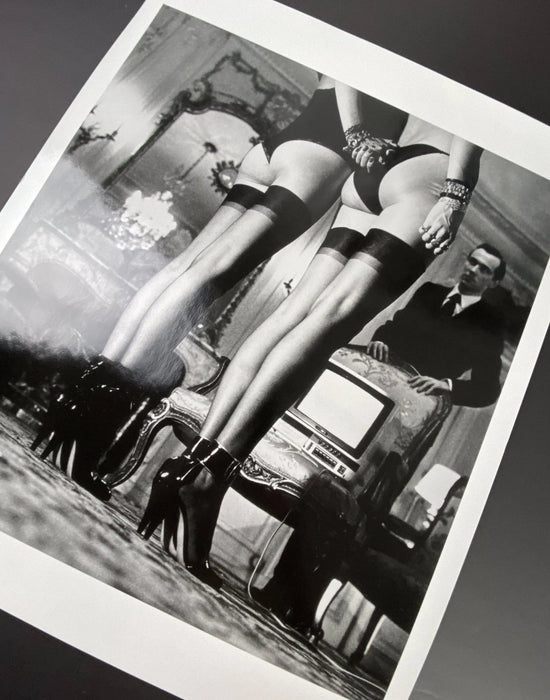 "Two Pair of Legs In Stockings at Attention, Paris 1979" 20x24 Vintage Gelatin Silver Print by Helmut Newton