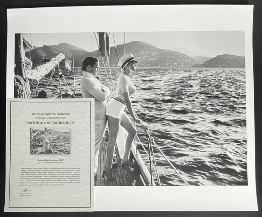 "Winnie On Deck, Cannes 1975" by Helmut Newton 20x24 Vintage Silver Gelatin Print - Helmut Newton