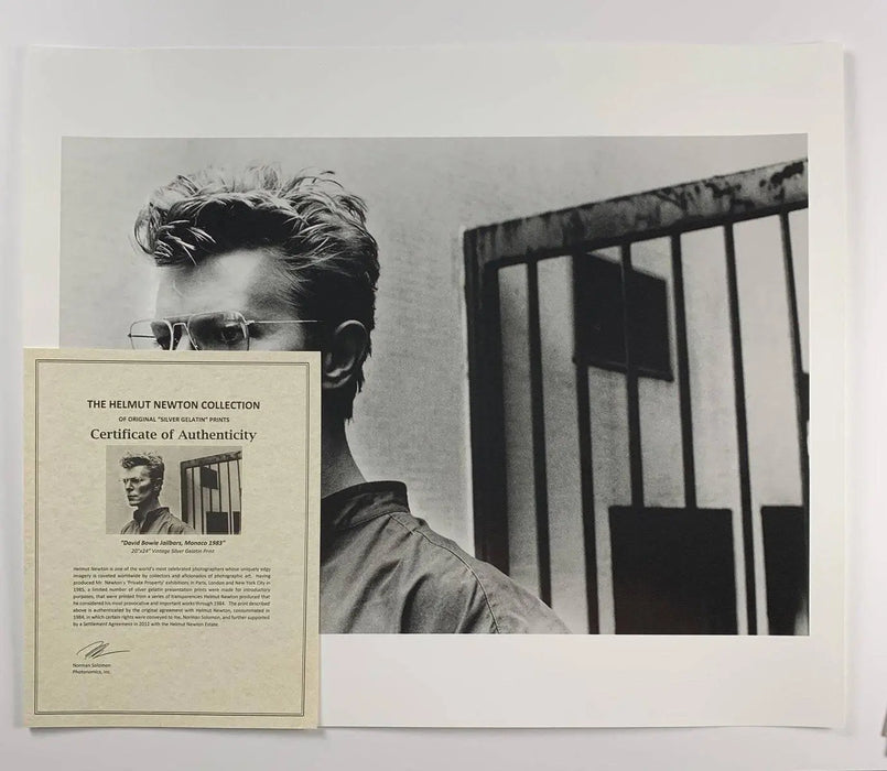 "David Bowie Jail Cell, 1985" 20x24 Vintage Silver Gelatin Print by Helmut Newton - Helmut Newton