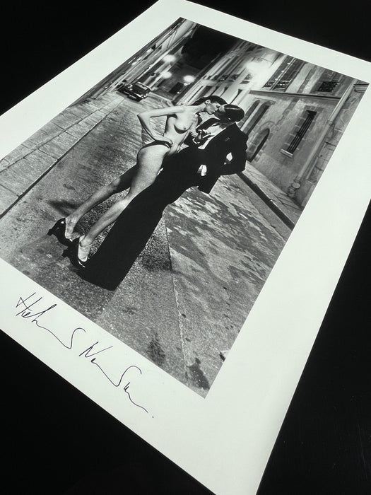 "Rue Aubriot with Nude Model Kissing, Parisian Street 1975" 16x20 Signed Vintage Silver Gelatin Print (Inquire for Price) by Helmut Newton