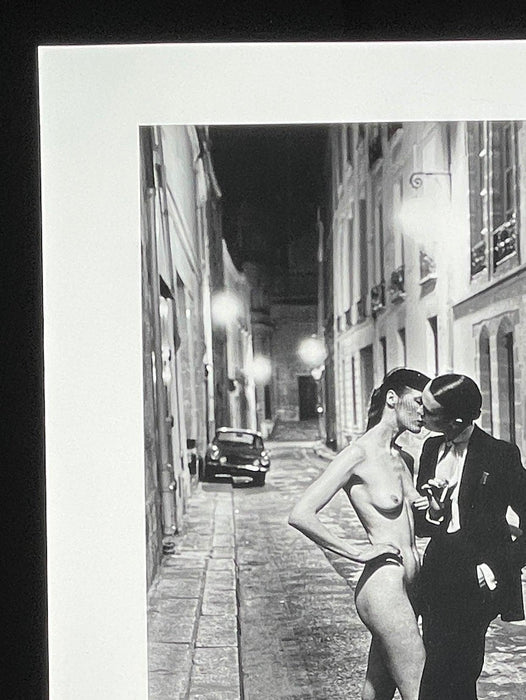 "Rue Aubriot with Nude Model Kissing, Parisian Street 1975" 16x20 Signed Vintage Silver Gelatin Print (Inquire for Price) by Helmut Newton