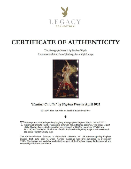"Playmate Heather Carolin" featuring Heather Carolin by Stephen Wayda, April 2002