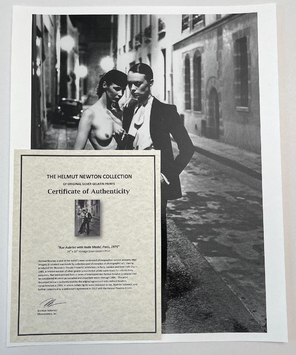 "Rue Aubriot with Nude, Paris 1975" 16x20 Vintage Silver Gelatin Print by Helmut Newton