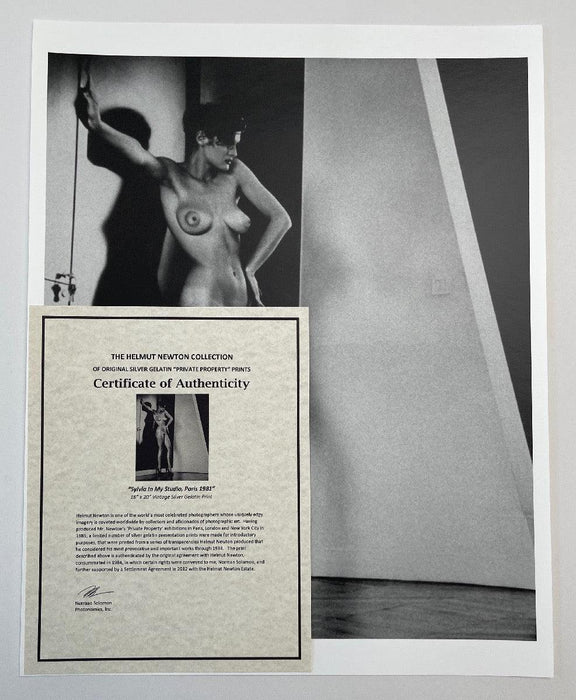 "Sylvia In My Studio, Paris 1981" 16x20 Vintage Silver Gelatin Print by Helmut Newton