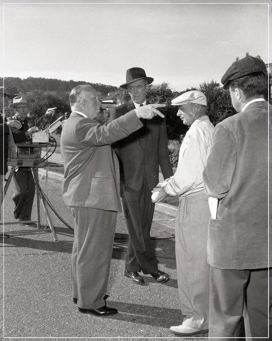 "Alfred Hitchcock And James Stewart On Set Of Vertigo" by Frank Worth