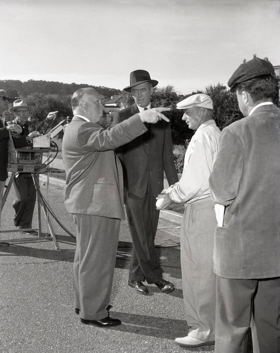 "Alfred Hitchcock And James Stewart On Set Of Vertigo" by Frank Worth