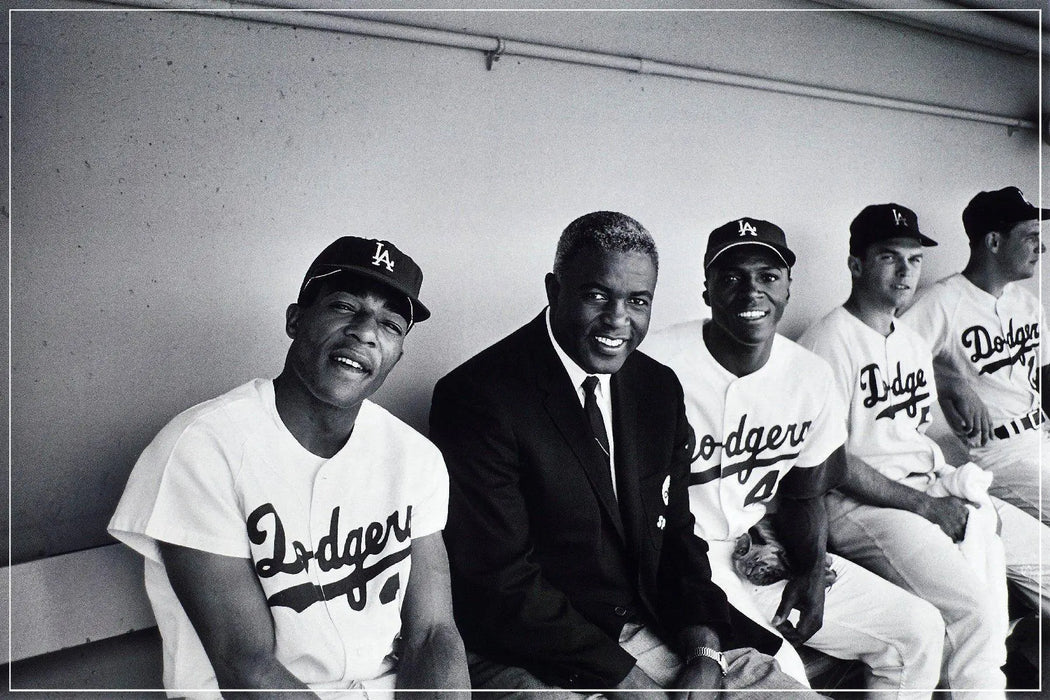 "Jackie Robinson In Dugout With The 1968 Dodgers" by Frank Worth by Frank Worth