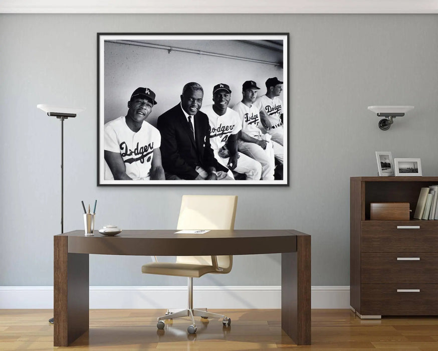 "Jackie Robinson In Dugout With The 1968 Dodgers" by Frank Worth by Frank Worth