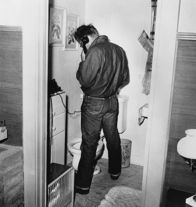 “James Dean In Restroom” by Frank Worth