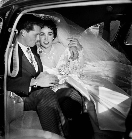 "Elizabeth Taylor in Car on Wedding Day" by Frank Worth