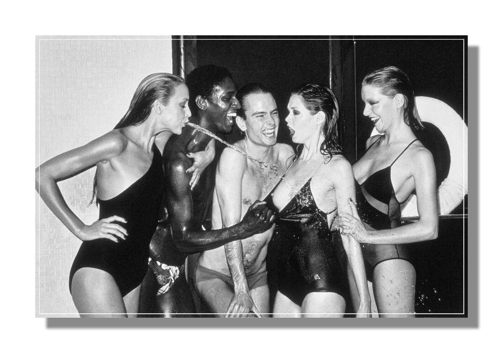 "Jerry Hall Spitting, 1978" 16x20 Vintage Silver Gelatin Print by Helmut Newton