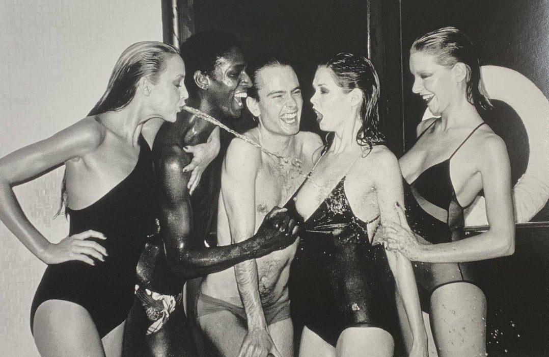"Jerry Hall Spitting, 1978" 16x20 Vintage Silver Gelatin Print by Helmut Newton