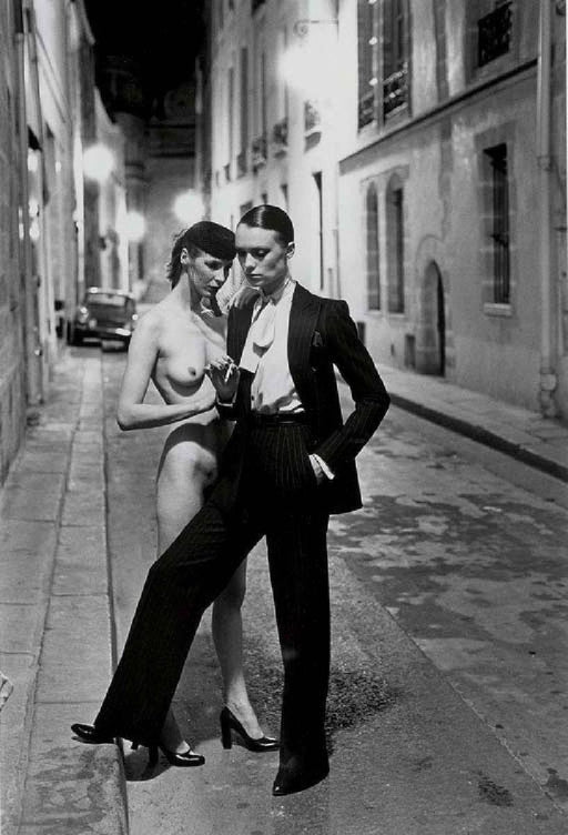 "Rue Aubriot with Nude, Paris 1975" 16x20 Vintage Silver Gelatin Print by Helmut Newton